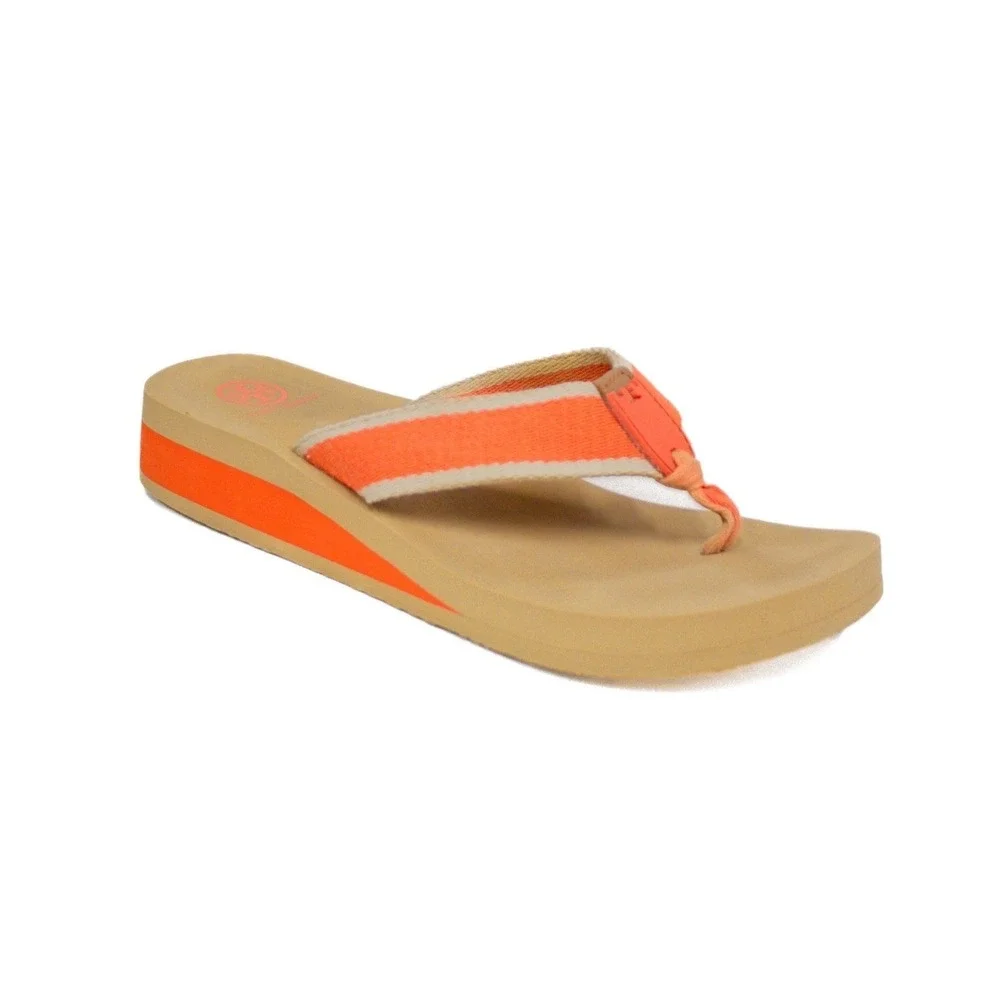 TORY BURCH 'Wilhelm' Sandal Orange & Tan Thong Style Flip Flop Size 10